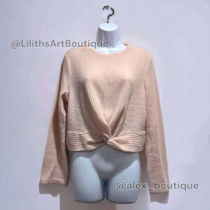 ROMWE Twist Front Waffle Knit Sweater(J001)-Size L for Women
